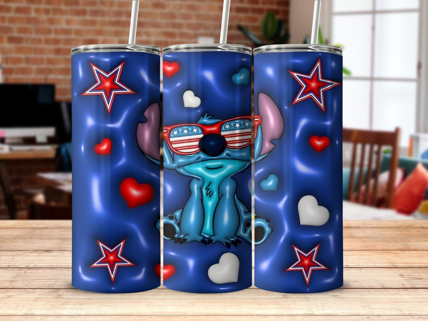 Patriotic Koala with Stars and Hearts Tumbler