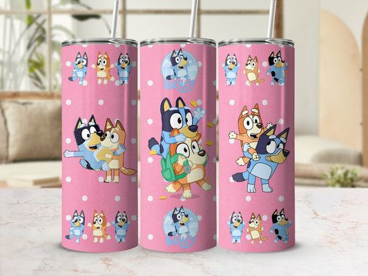 Cartoon Character Design Pink Tumbler for Kids