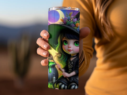 Cute Witch Design Insulated Tumbler for Hot or Cold Drinks