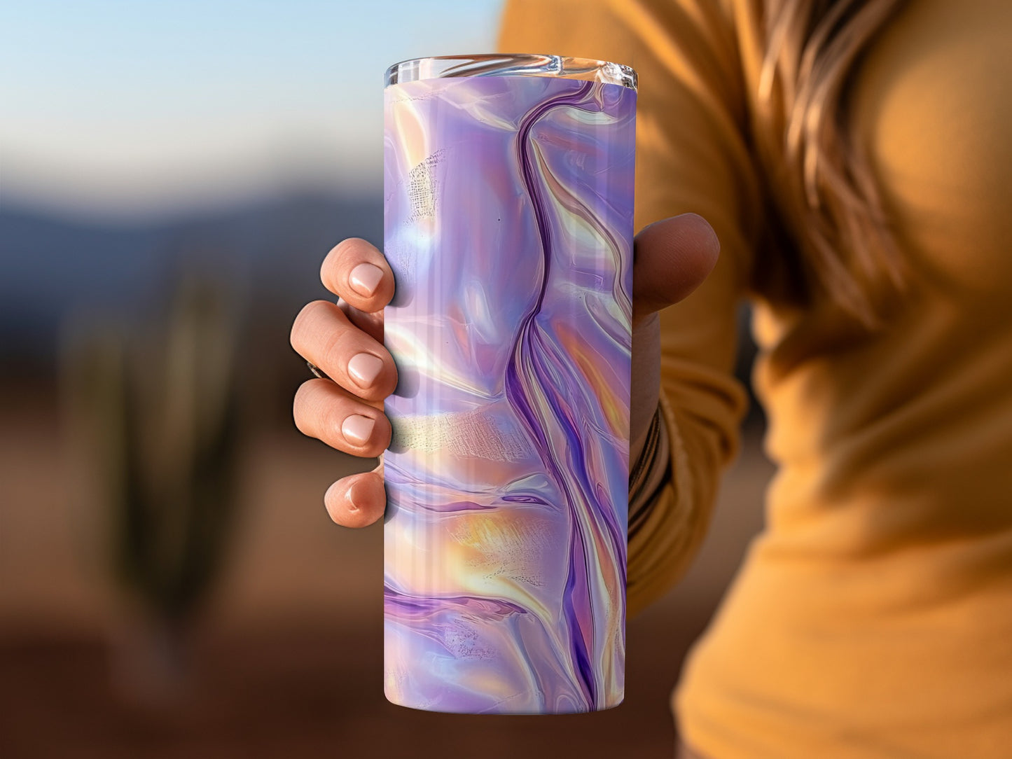 Shimmering Lavender Swirls Dreamy Abstract Art Tumblers