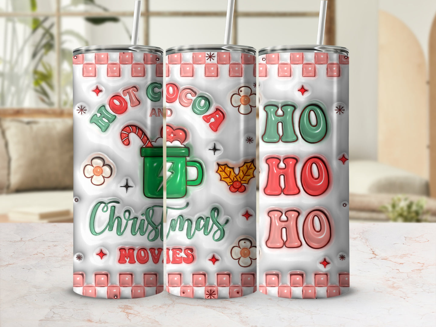 Hot Cocoa and Christmas Movies Festive Tumbler