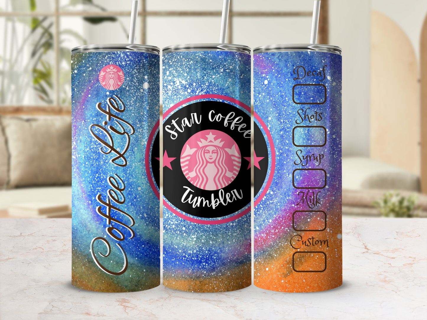 Star Coffee Tumbler with Customizable Drink Options