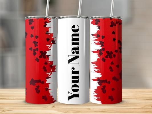 Customizable Red Heart Design Tumbler with Name