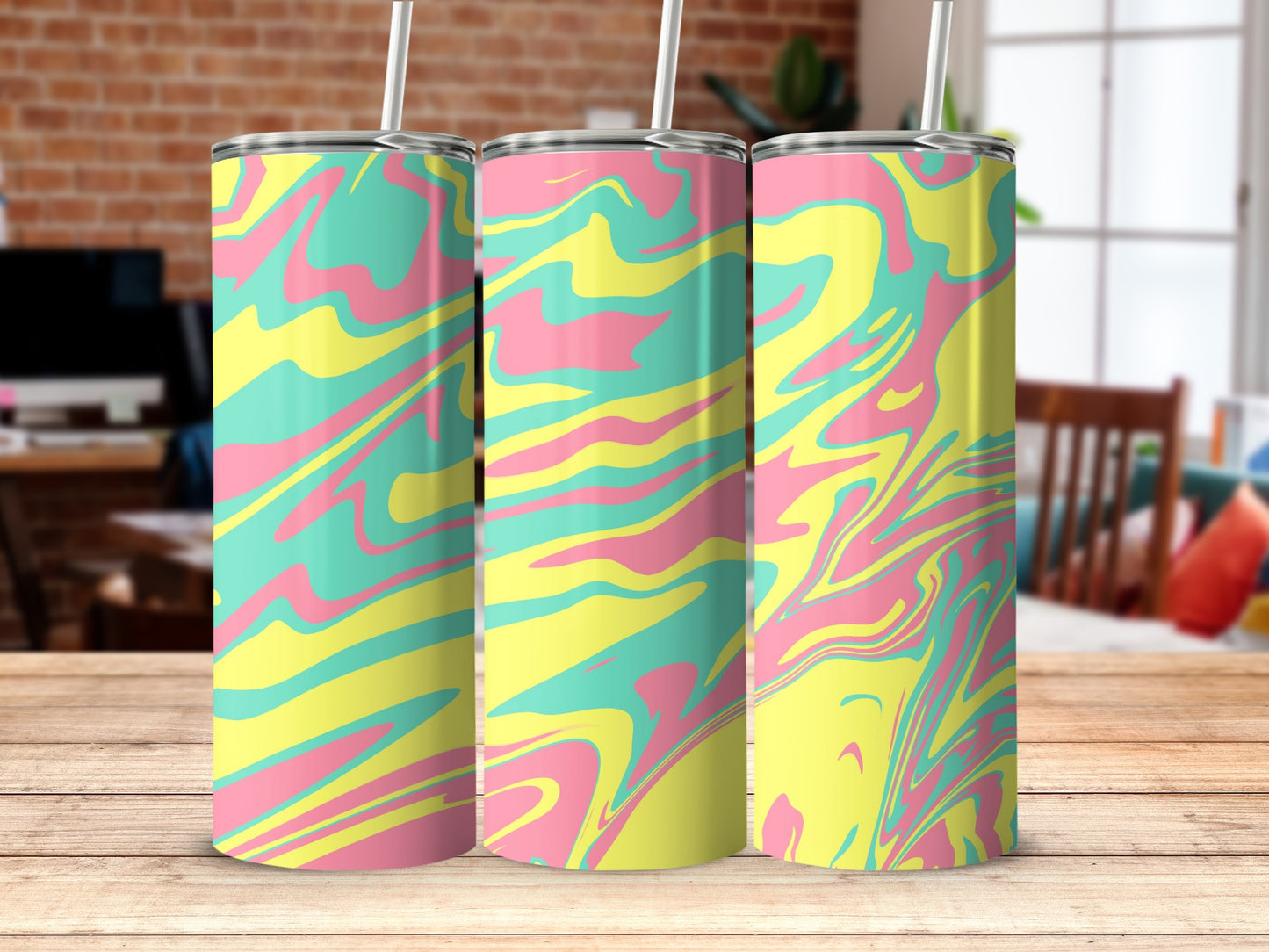 Vibrant Abstract Pattern Insulated Drink Tumblers