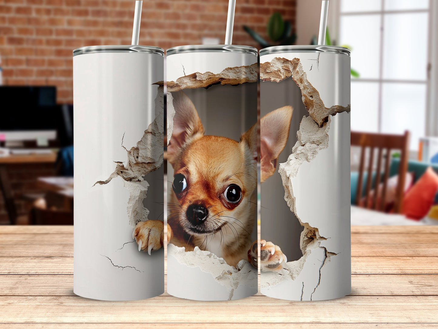 Chihuahua Puppy Wall Break Unique Design Tumbler product type
