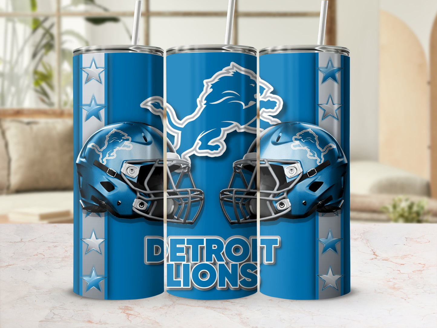 Detroit Lions Football Helmets Graphic Design Tumblers
