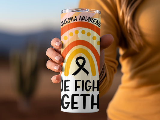 Leukemia Awareness Rainbow We Fight Together Tumbler
