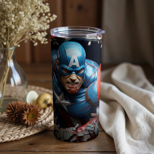 Intense Captain America Art Tumbler Design for Fans