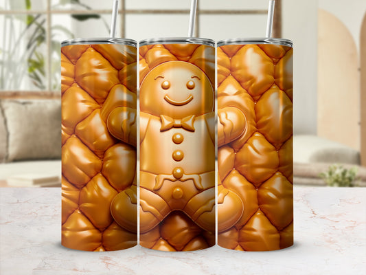 Cute Gingerbread Man Pattern Insulated Tumbler Cup