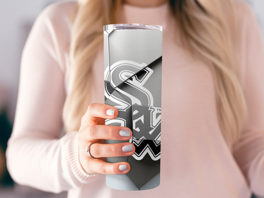 Chicago White Sox Fractured Logo Art Inspired Design Tumblers