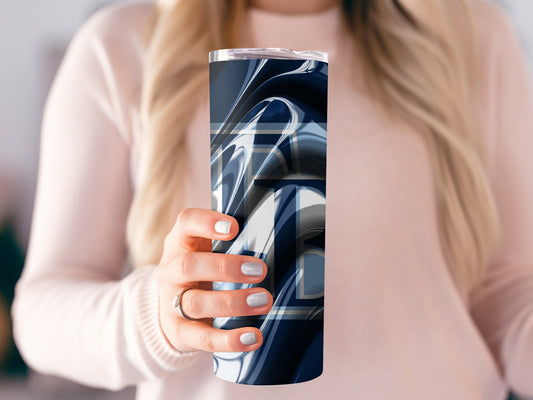 Wave Design With Letter Overlay Abstract Art Tumblers