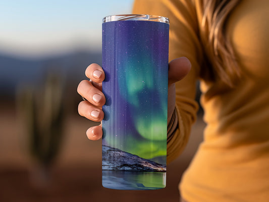 Northern Lights Landscape Travel Mug