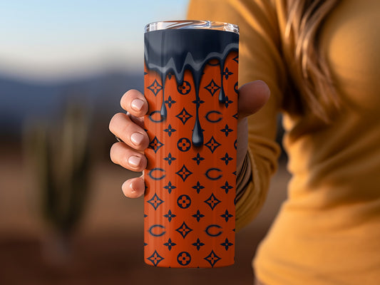 Orange Background with Dripping Effect Pattern Chicago Tumblers