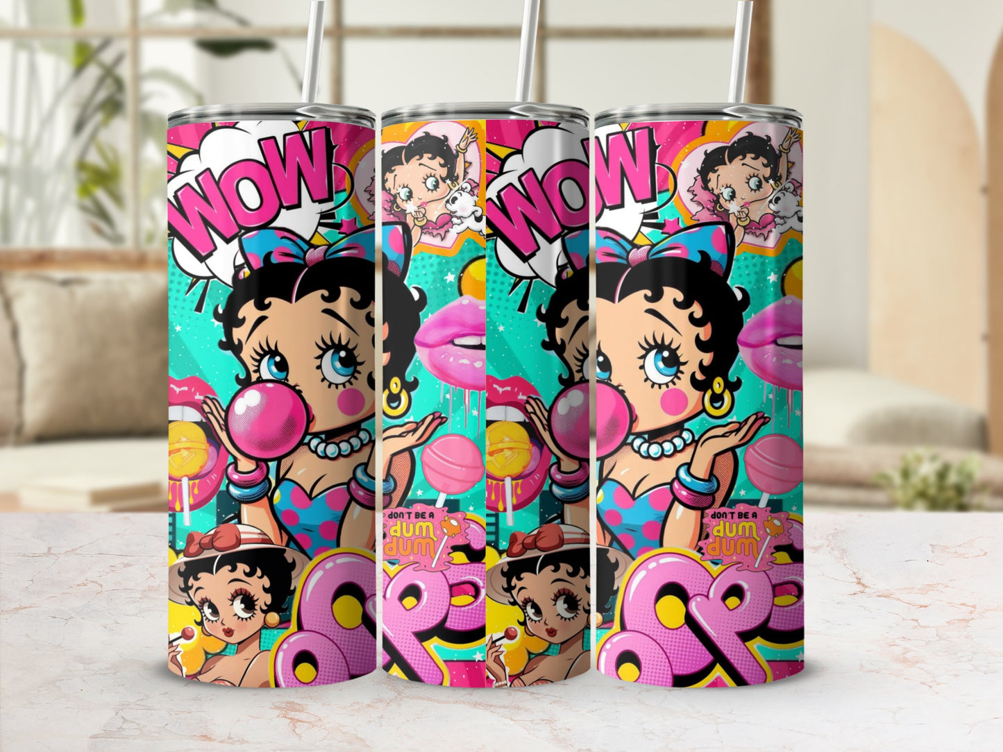 Colorful Retro Style Cartoon Character Tumbler Cup