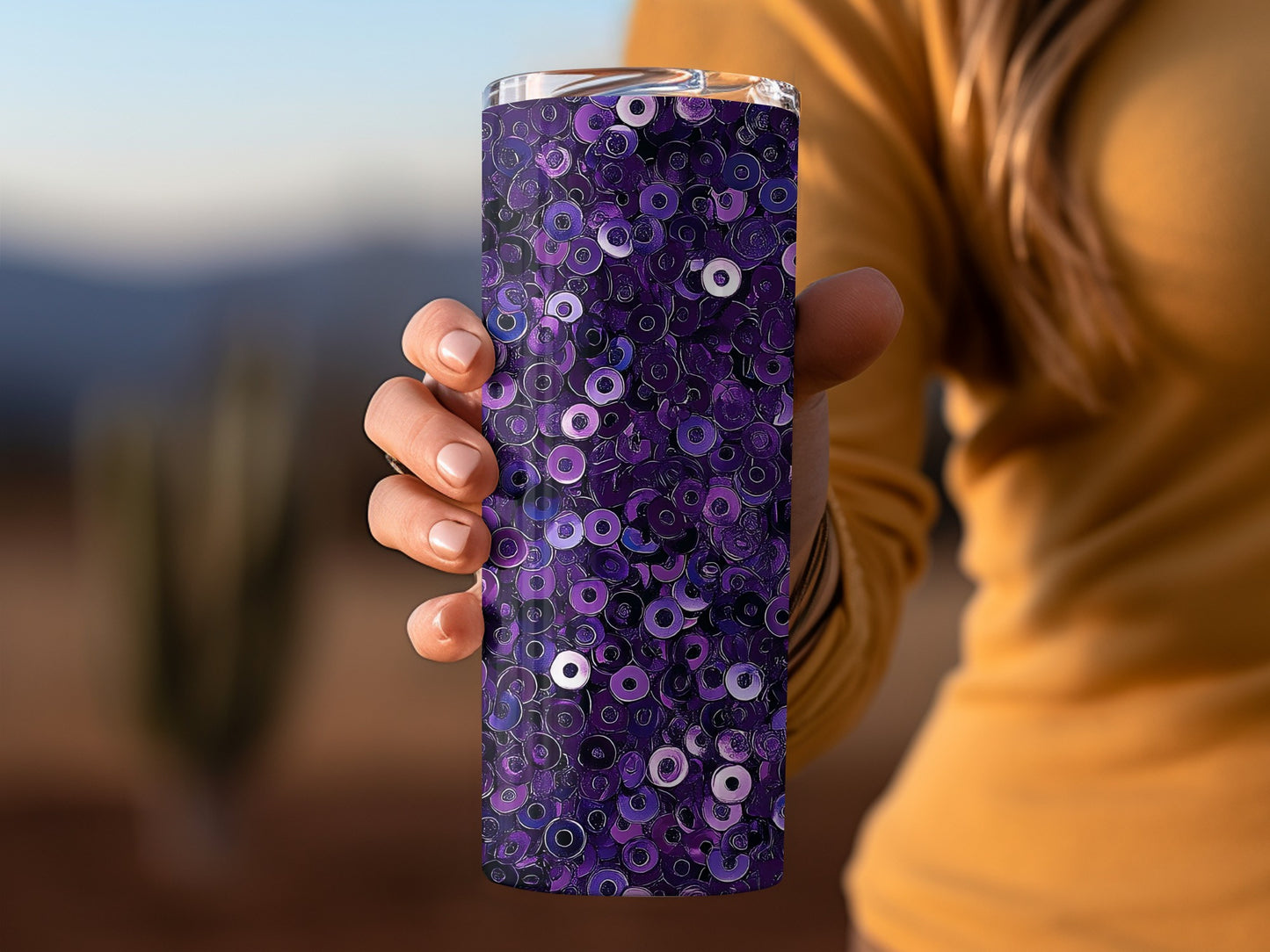 Dazzling Purple Donut Pattern Aesthetic Design Tumblers