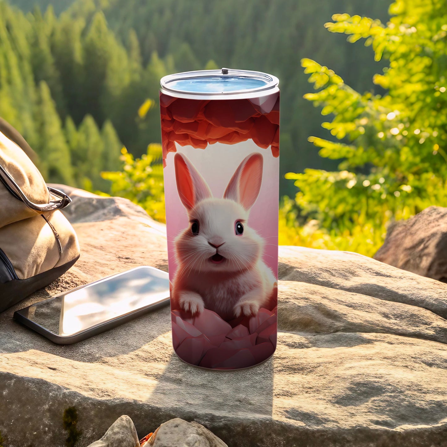 Cute Bunny Illustration Insulated Travel Tumbler Flask