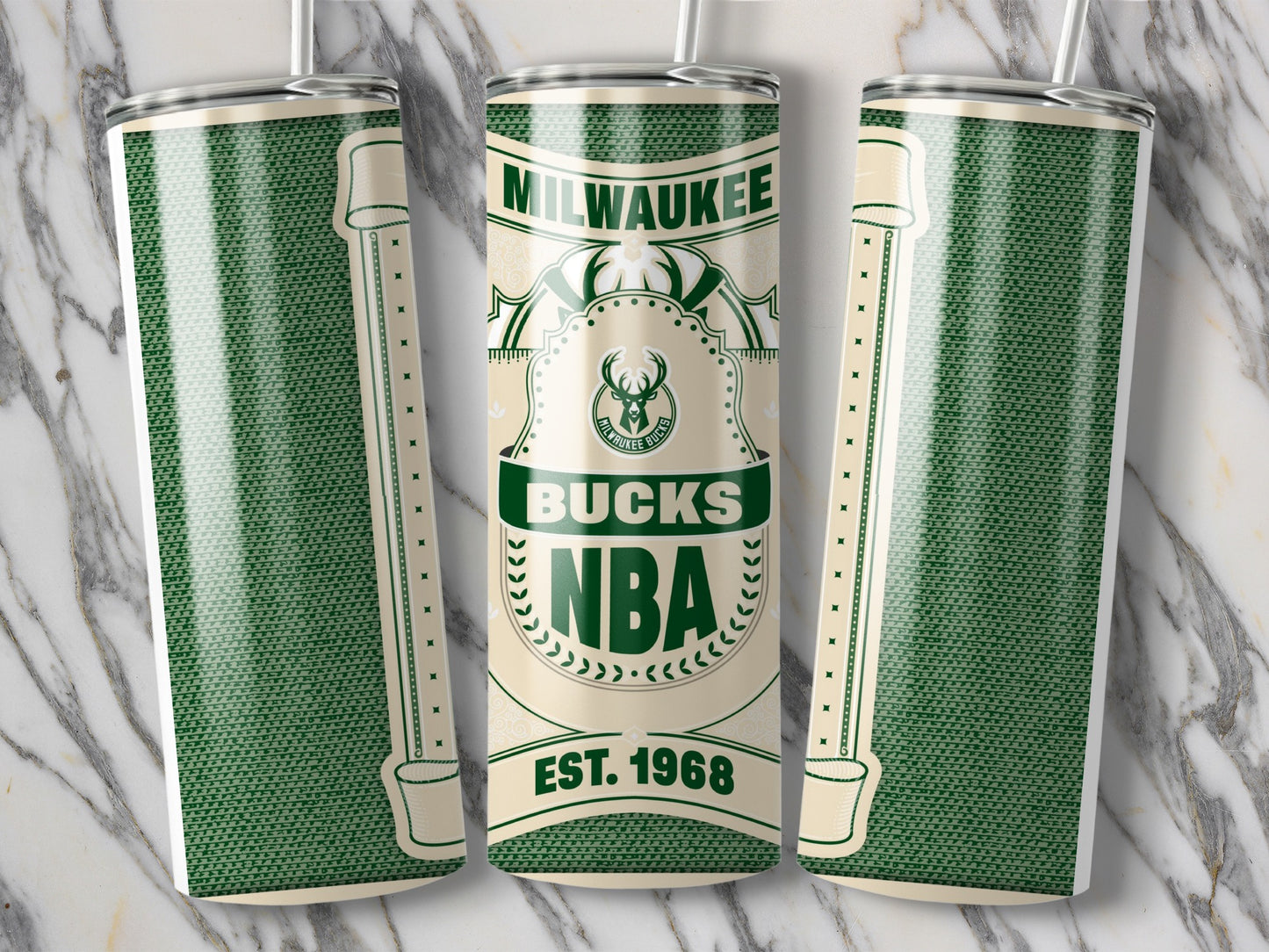 Milwaukee Bucks Established 1968 Green Background Tumbler