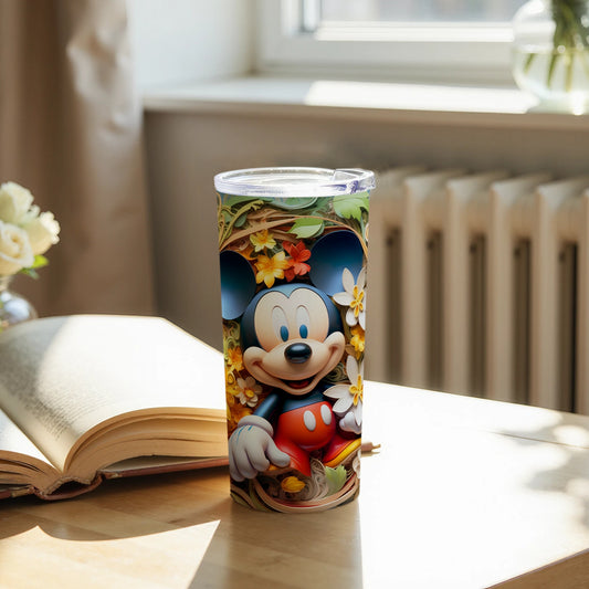 Mickey Mouse Floral Design Insulated Drink Tumbler