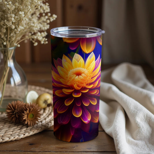 Vibrant Flower Design Insulated Tumbler for Hot/Cold Drinks