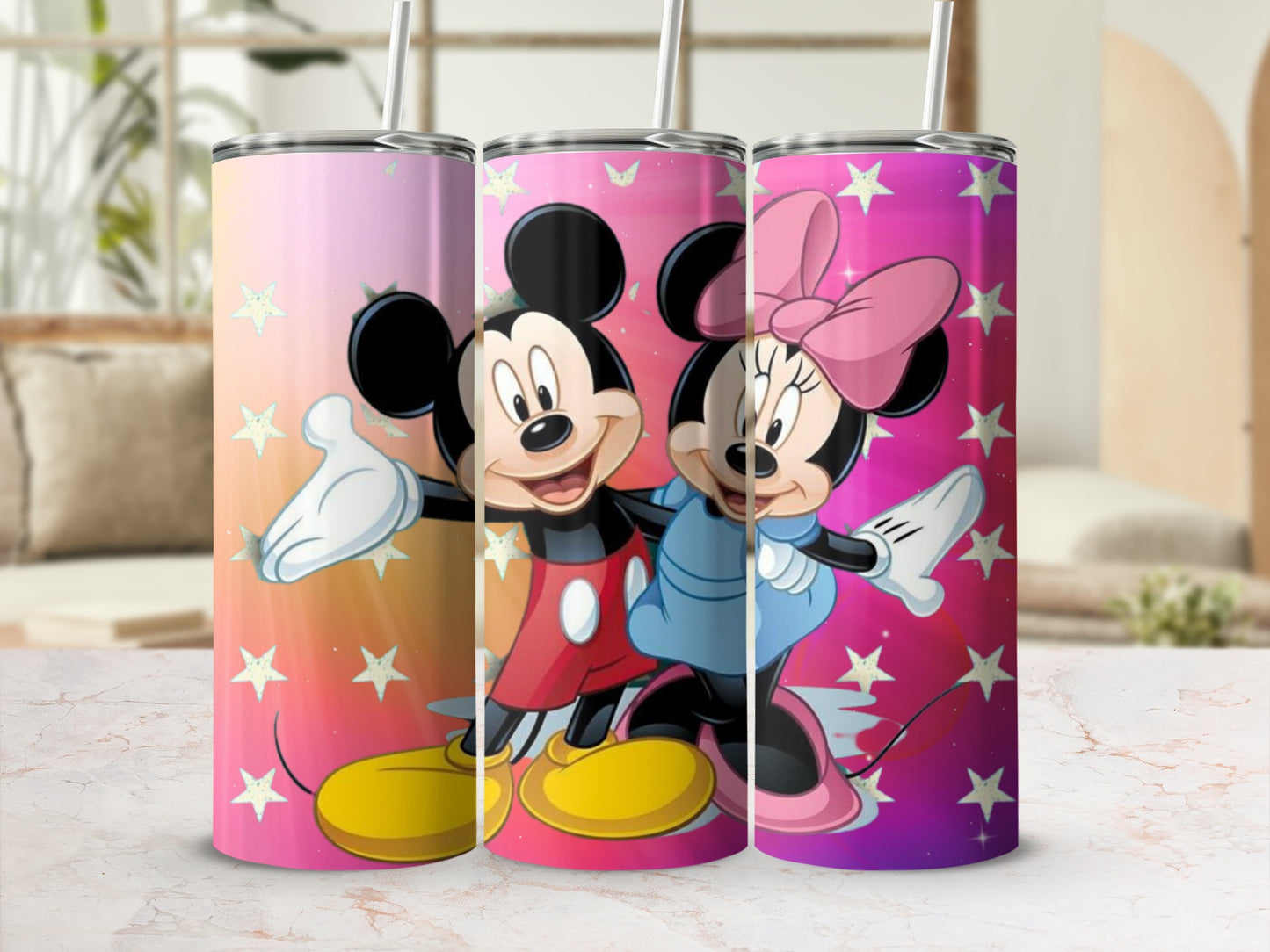Mickey Mouse and Minnie Mouse Stars Design Tumbler Product
