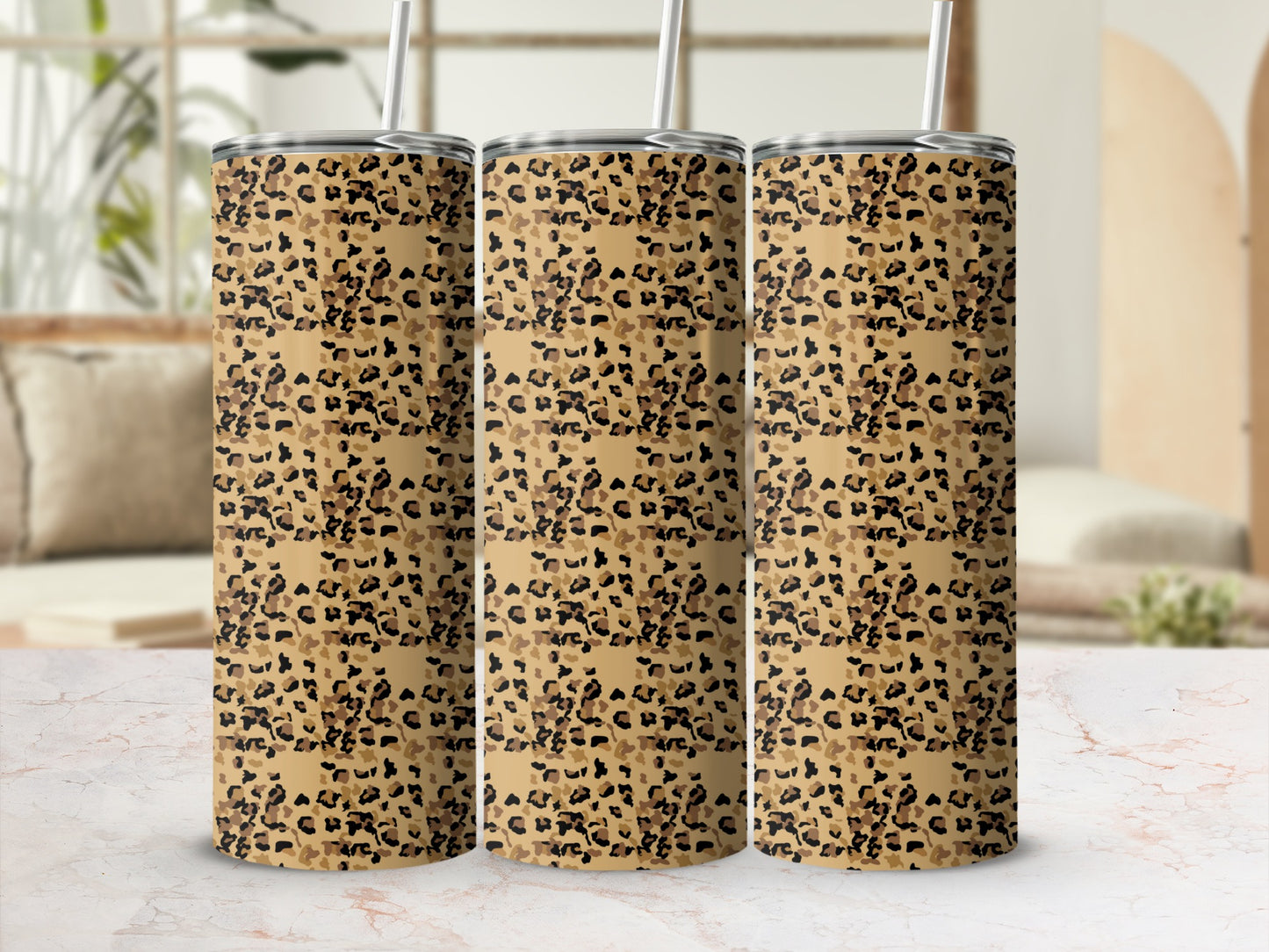 Stylish Leopard Print Insulated Tumbler Drinking Cup