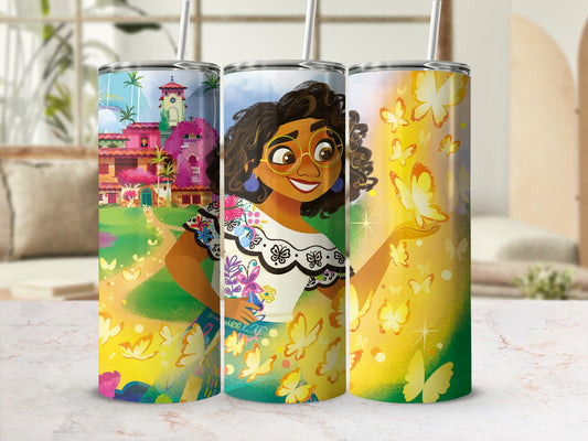 Colorful Cartoon Character and Butterflies Design Tumbler