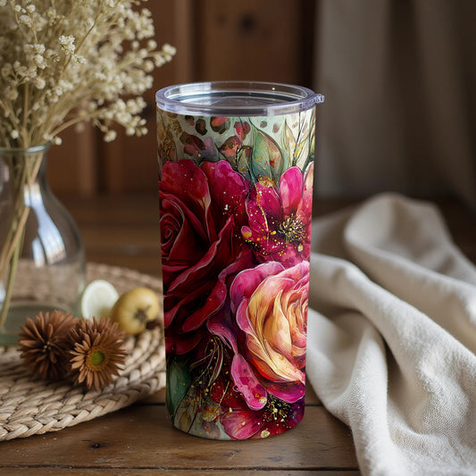 Elegant Floral Art Tumbler for Stylish Hydration