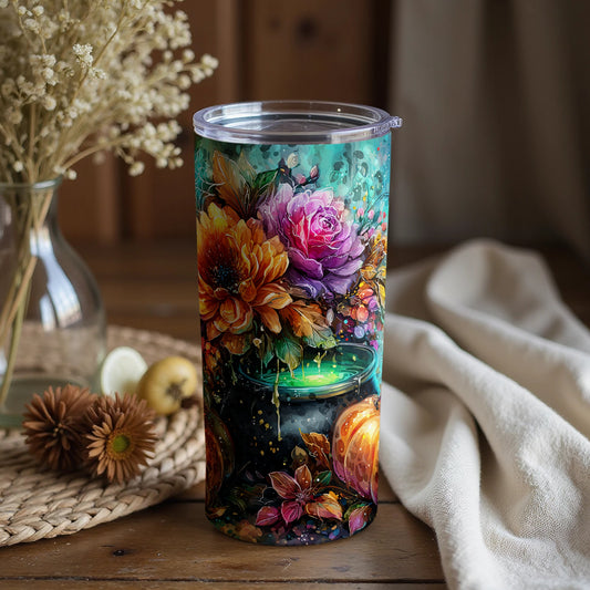 Colorful Tumbler with Artistic Floral Design