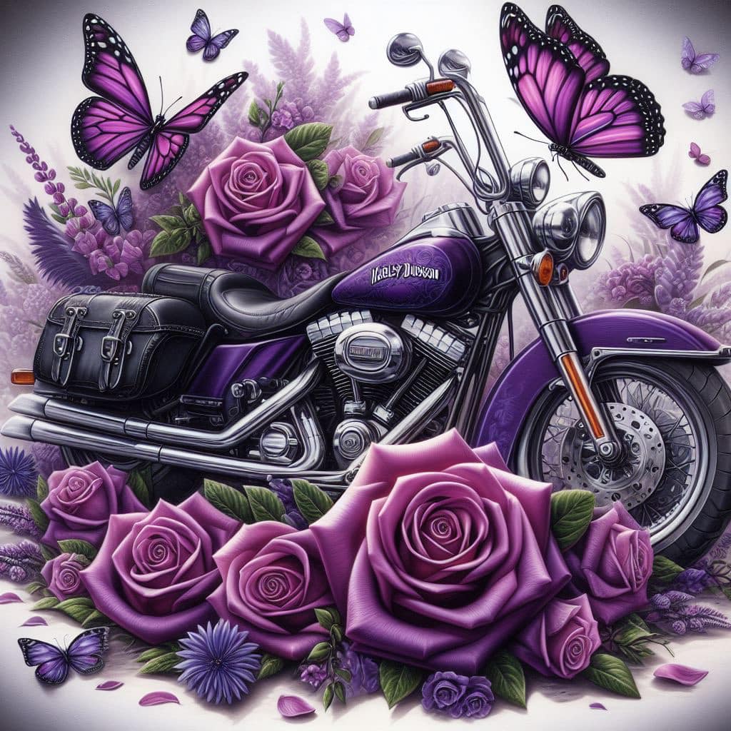Purple Roses with Harley tumbler