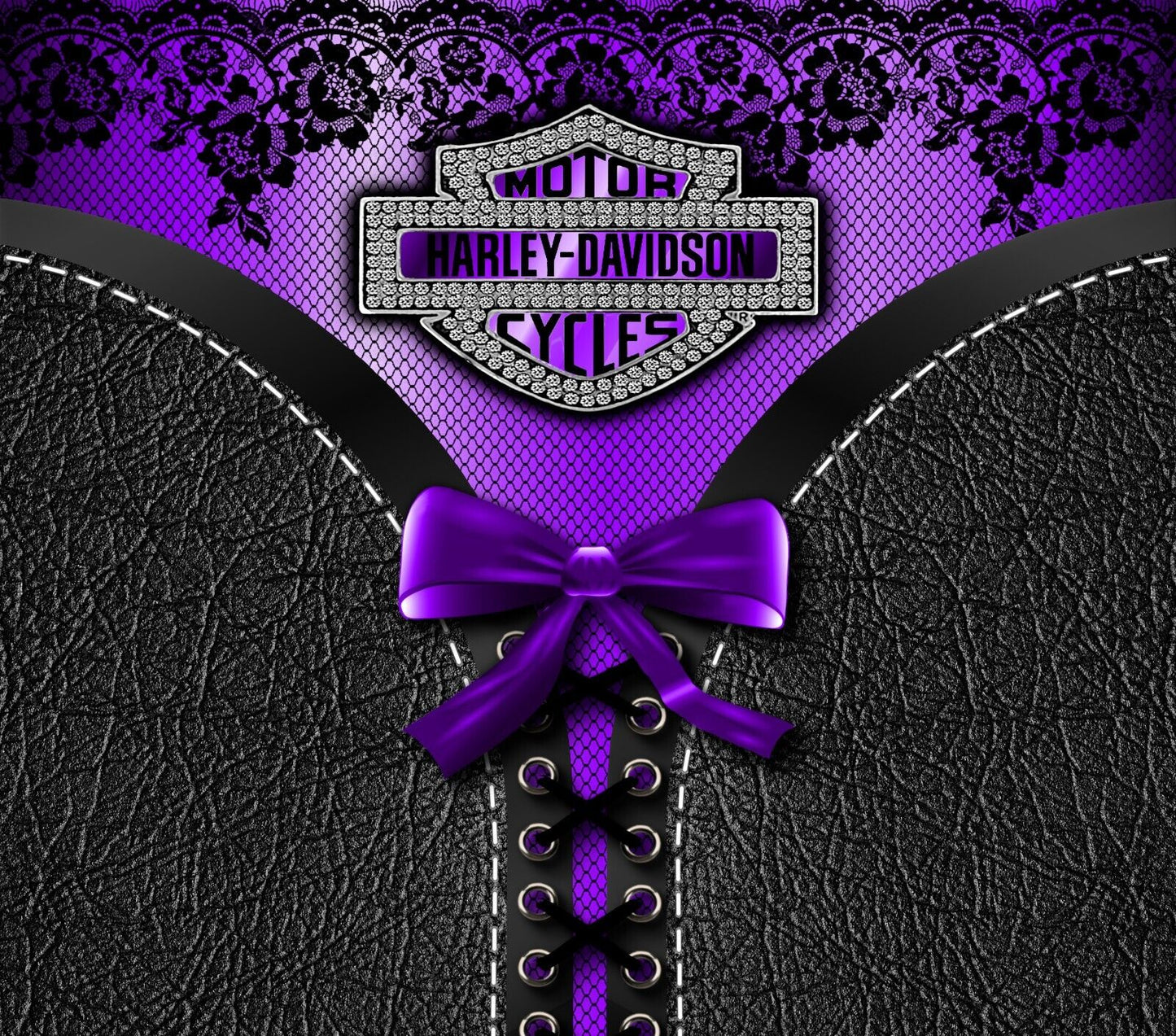 Purple and Black Harley Davidson tumbler