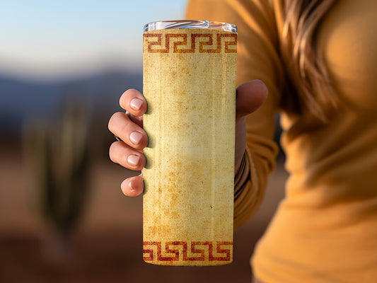 Ancient Greek Meander Design on Parchment Textured Tumblers