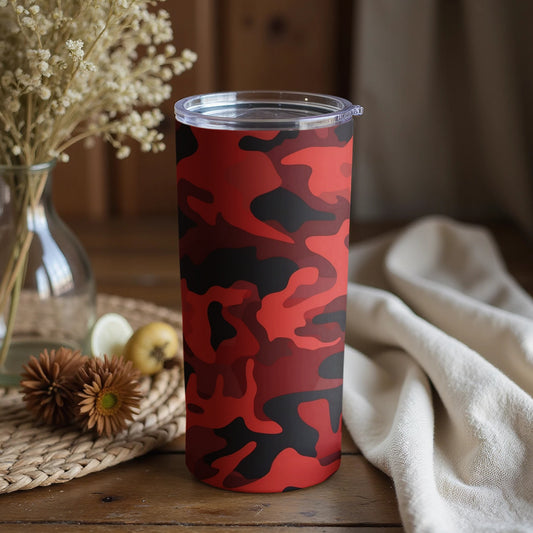 Red and Black Camouflage Tumbler with Lid Product