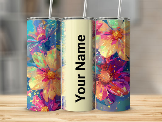 Colorful Floral Design Customizable Tumbler