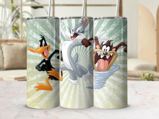Cartoon Characters Insulated Tumbler with Straw Flask