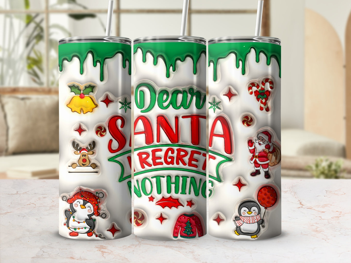 Dear Santa Regret Nothing Christmas Tumbler Product