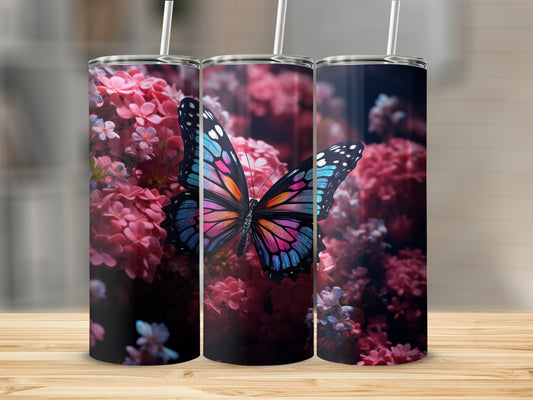 Vibrant Colorful Butterfly Pink Flowers Pattern Tumbler product type
