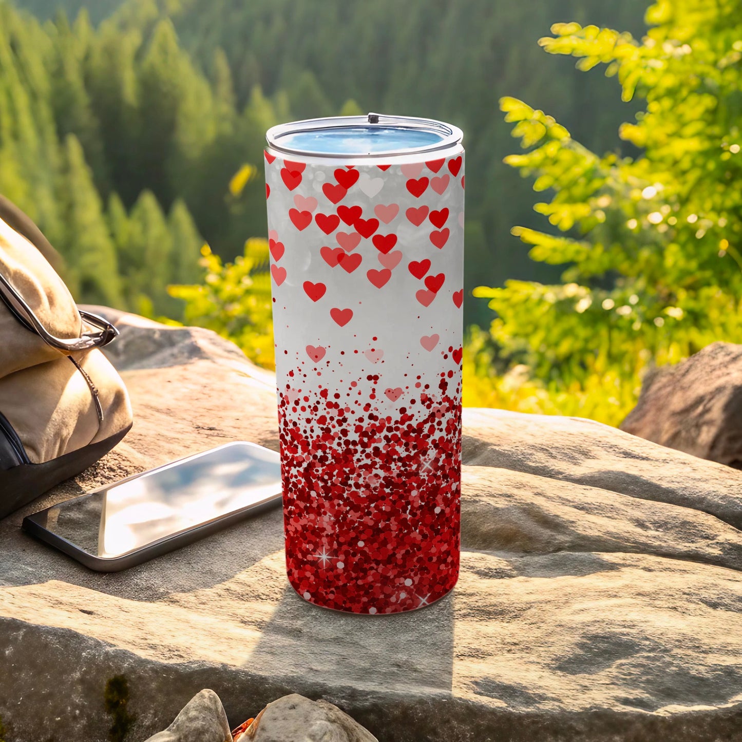 Red Pink Hearts Glitter Gradient Tumbler product type