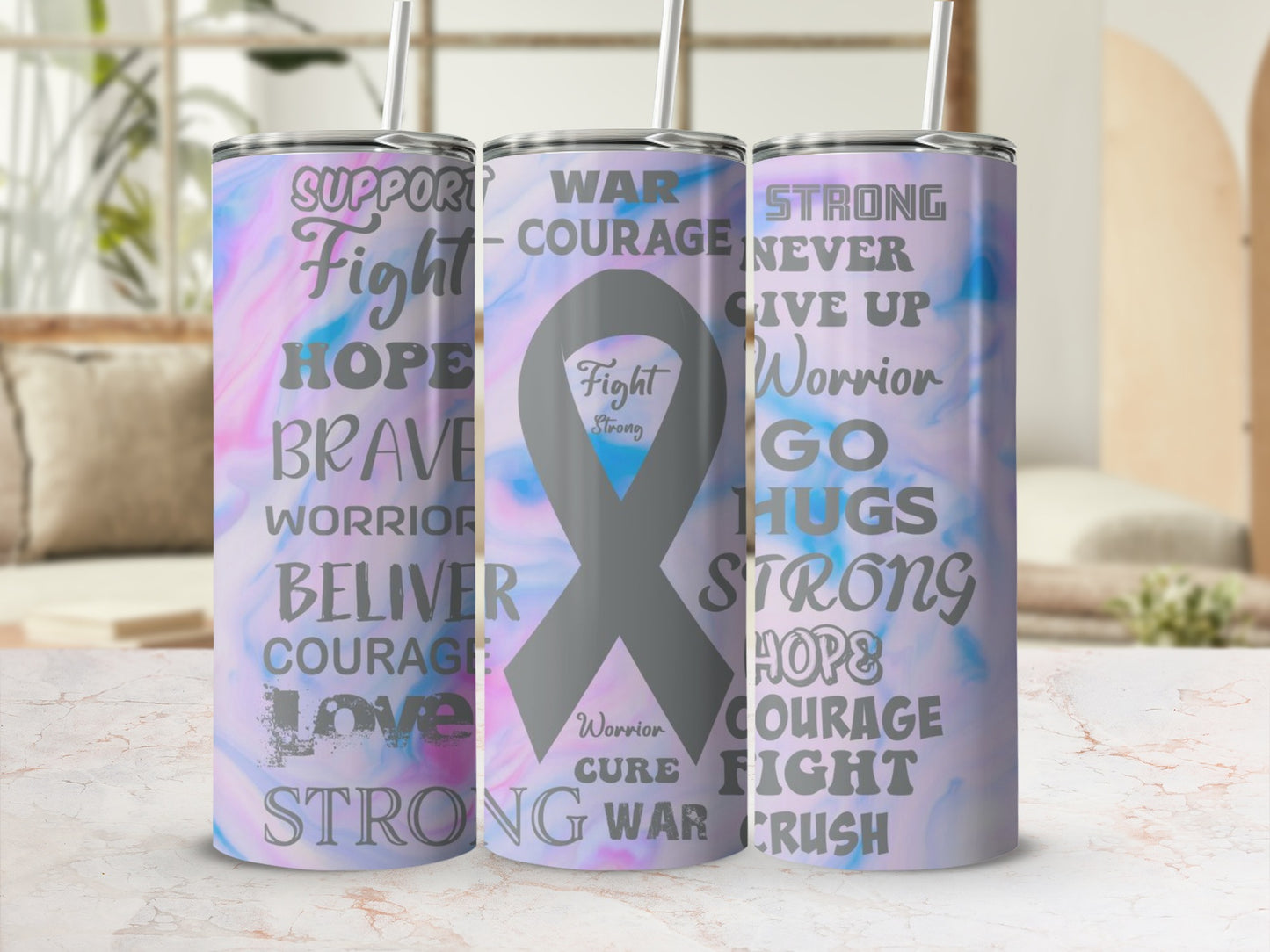Inspirational Fight Strong Courage Support Tumbler Cup