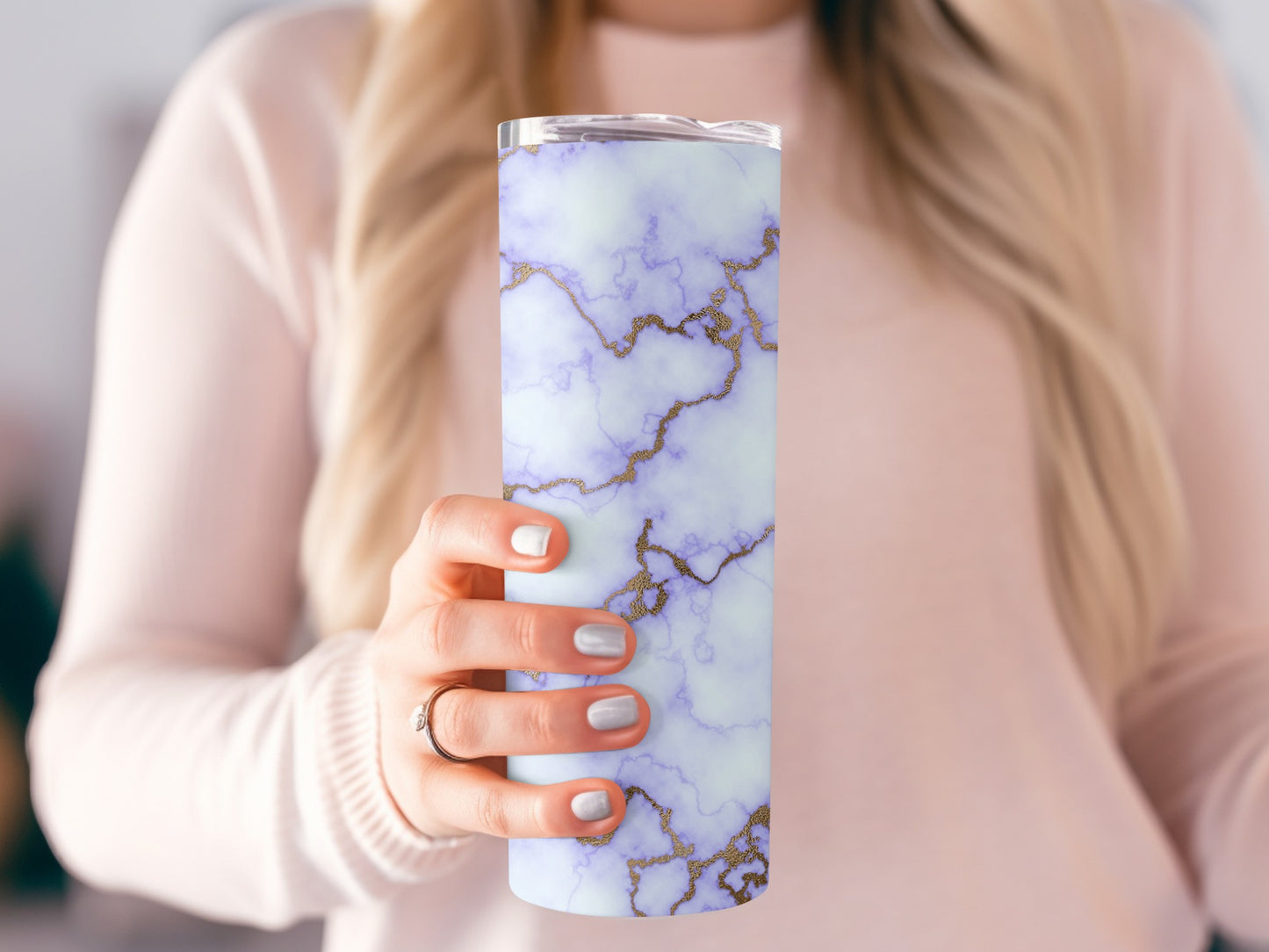 Abstract Light Blue and Gold Marble Design Great Tumblers