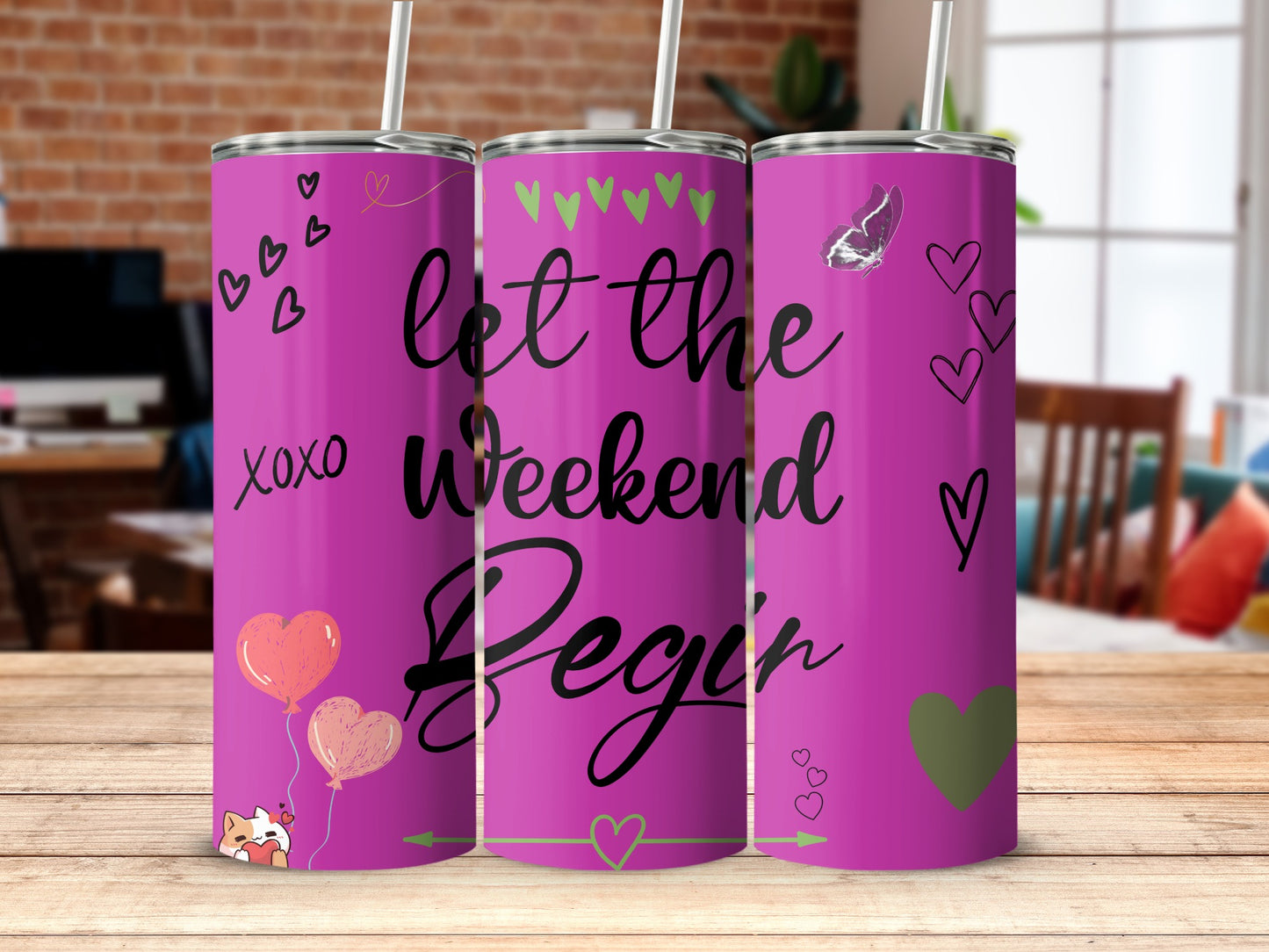 Let the Weekend Begin Colorful Cup with Hearts