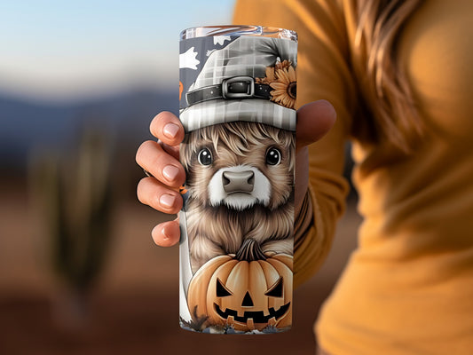 Cute Halloween Pumpkin Cow Tumbler perfect for Fall