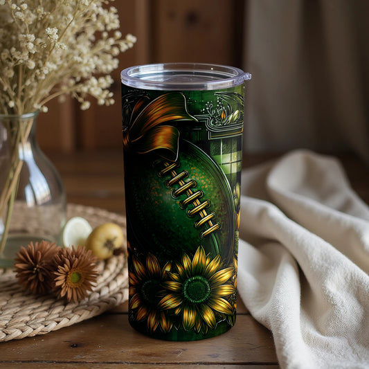 Sunflower Green Football Decorated Tumbler Product