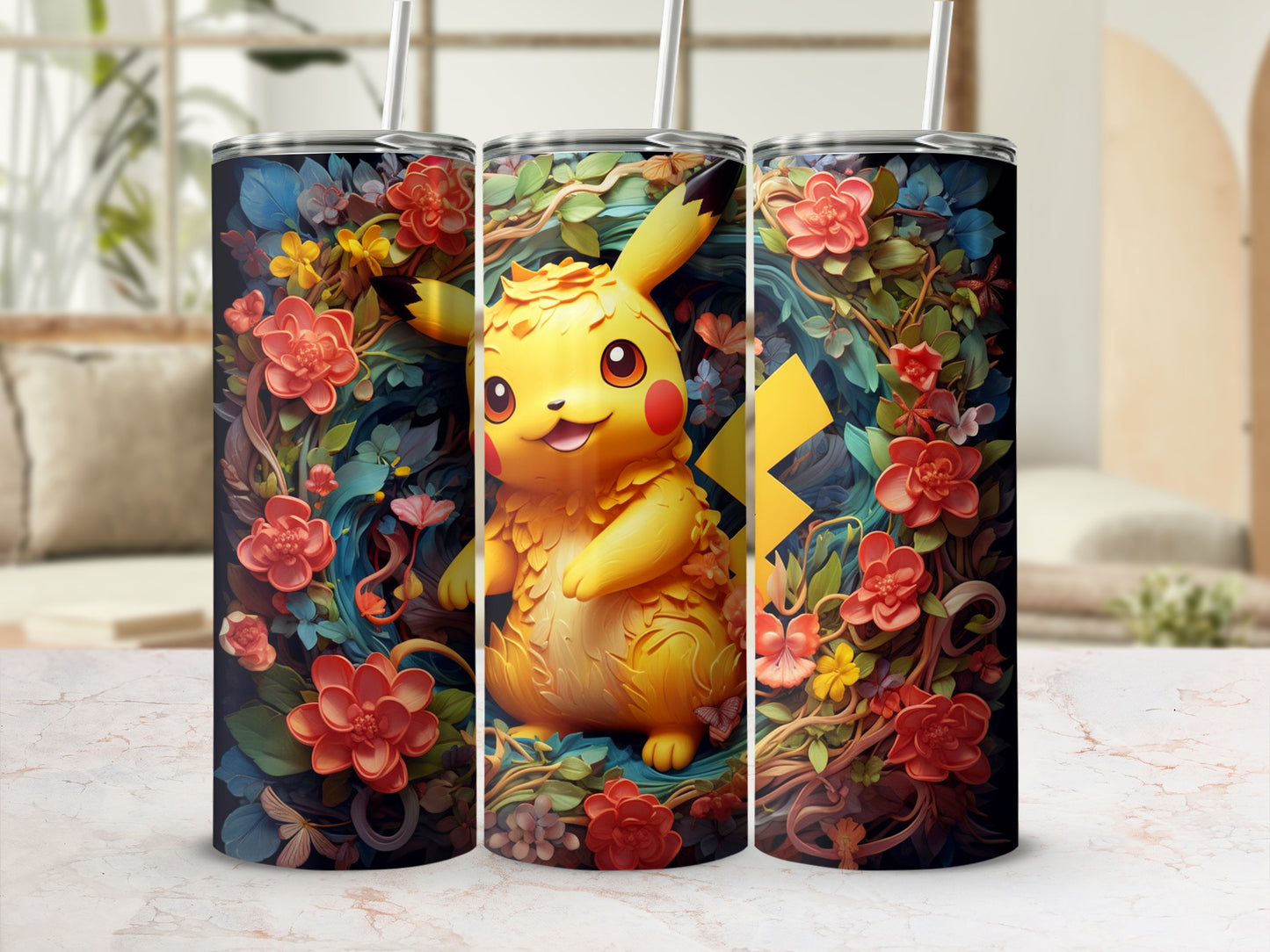 Vibrant Pikachu Insulated Tumbler for Pokemon Fans