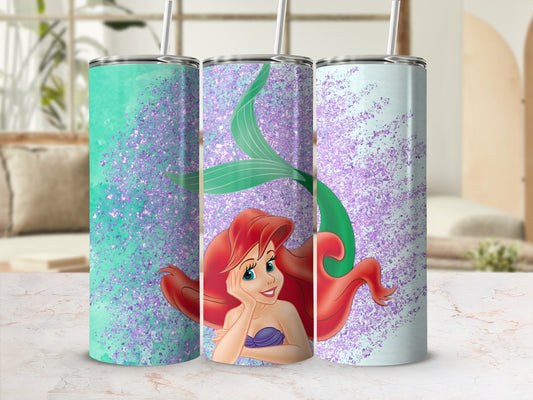 Little Mermaid Glitter Design Insulated Tumbler