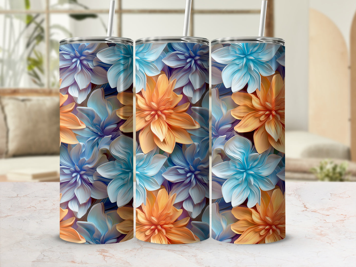 Vibrant Floral Design Double-Walled Insulated Tumbler