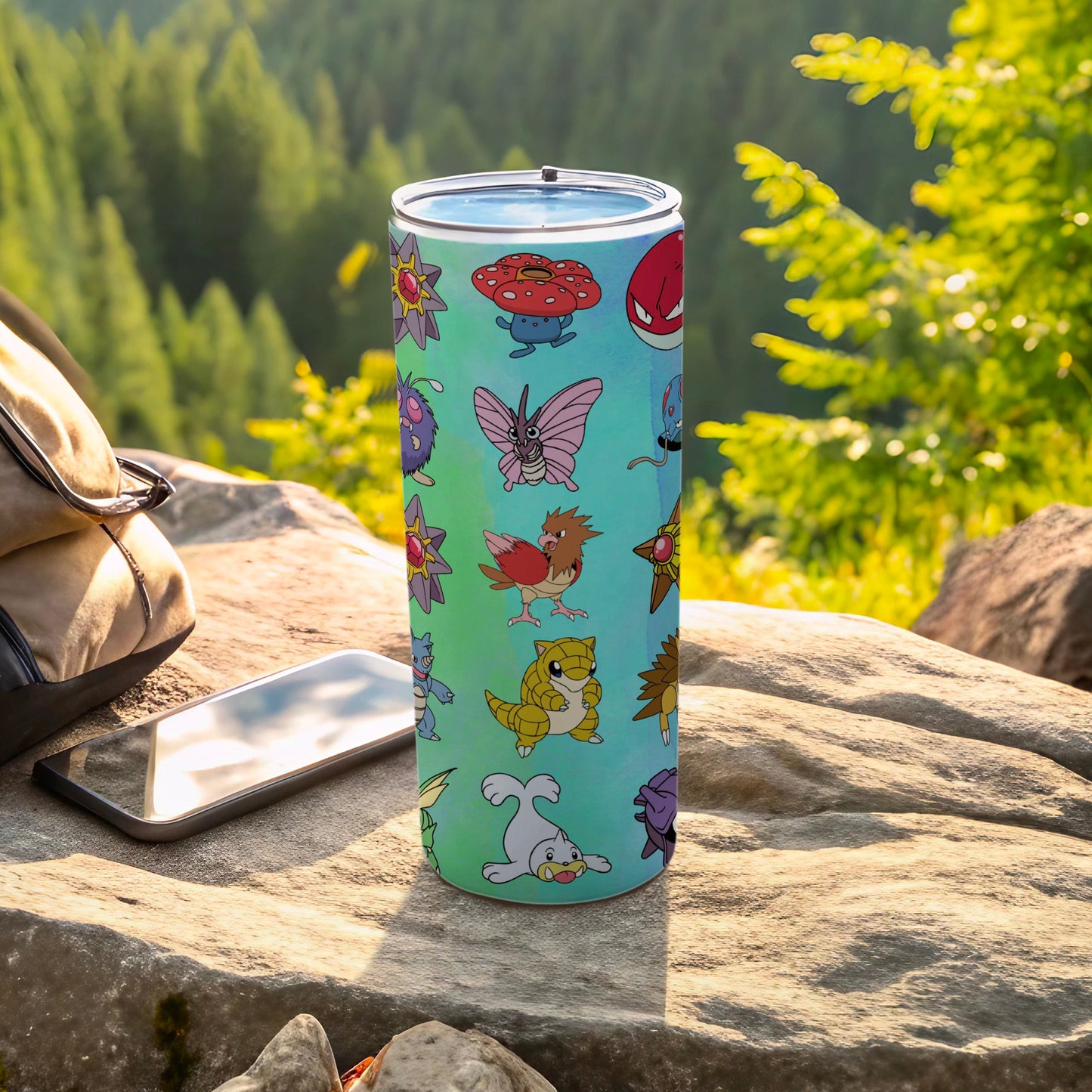 Vibrant Outdoor Water Bottle with Cartoon Characters Design