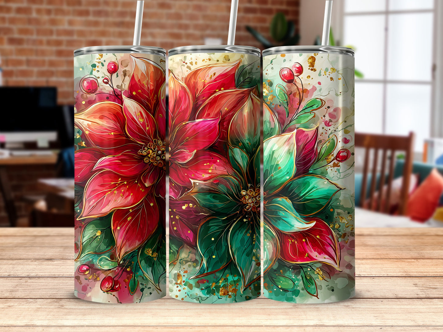 Colorful Floral Design Insulated Tumbler Product