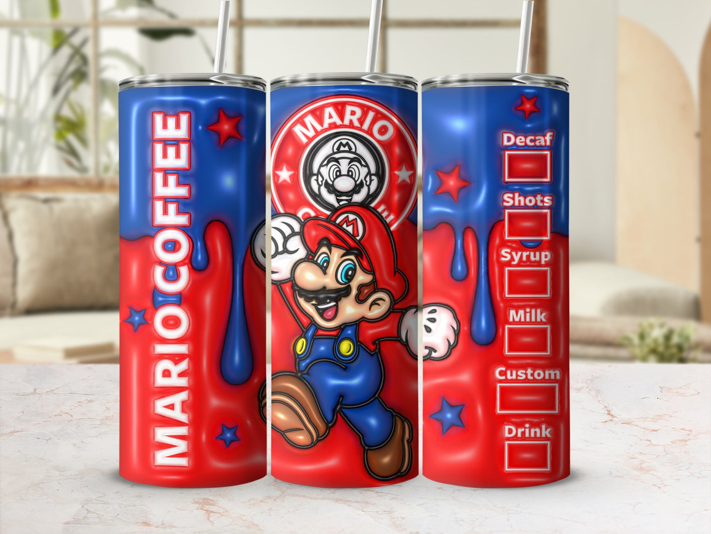 Mario Coffee Character Design Insulated Tumbler