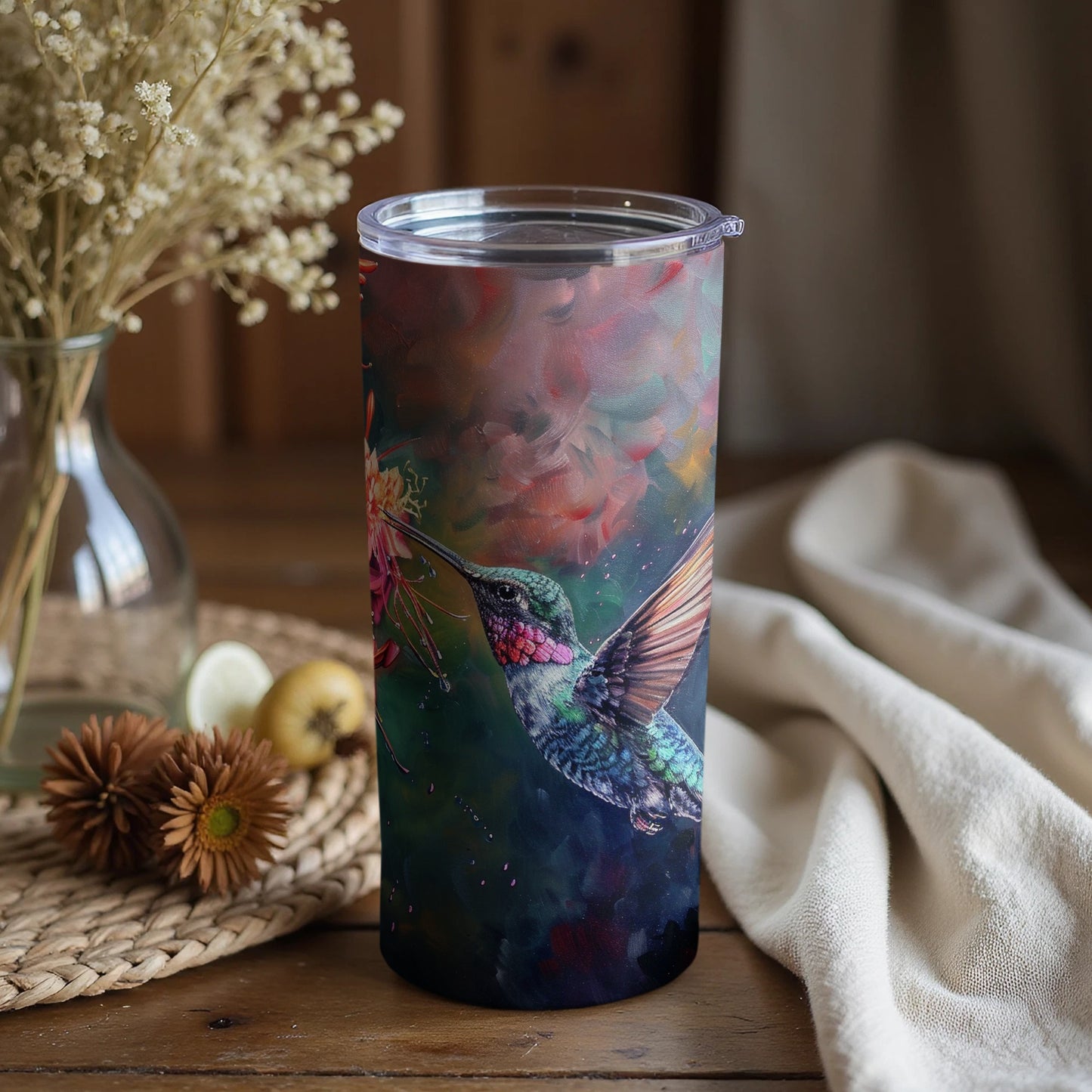Hummingbird Artistic Floral Vibrant Drink Tumbler product type