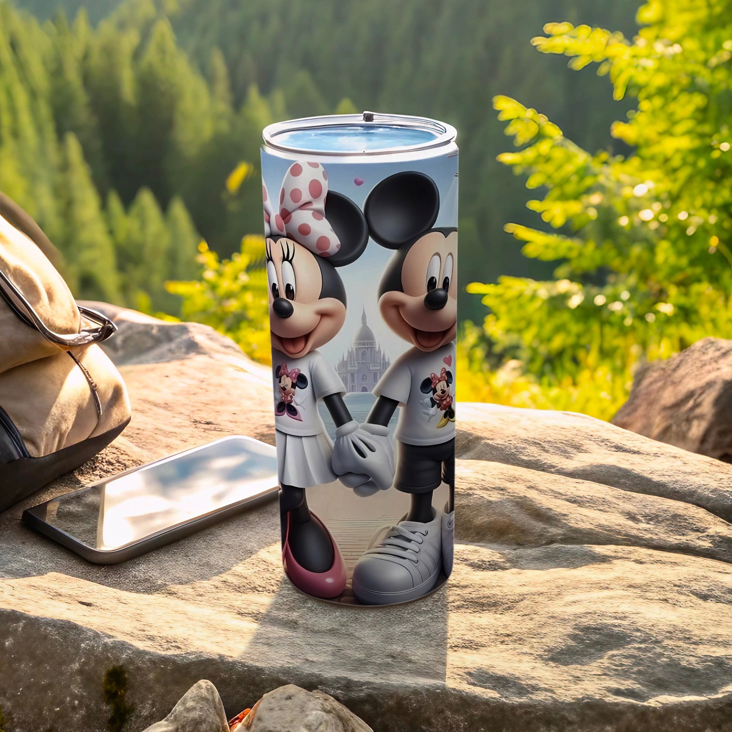 Cute Mickey and Minnie Mouse Holding Hands Tumbler